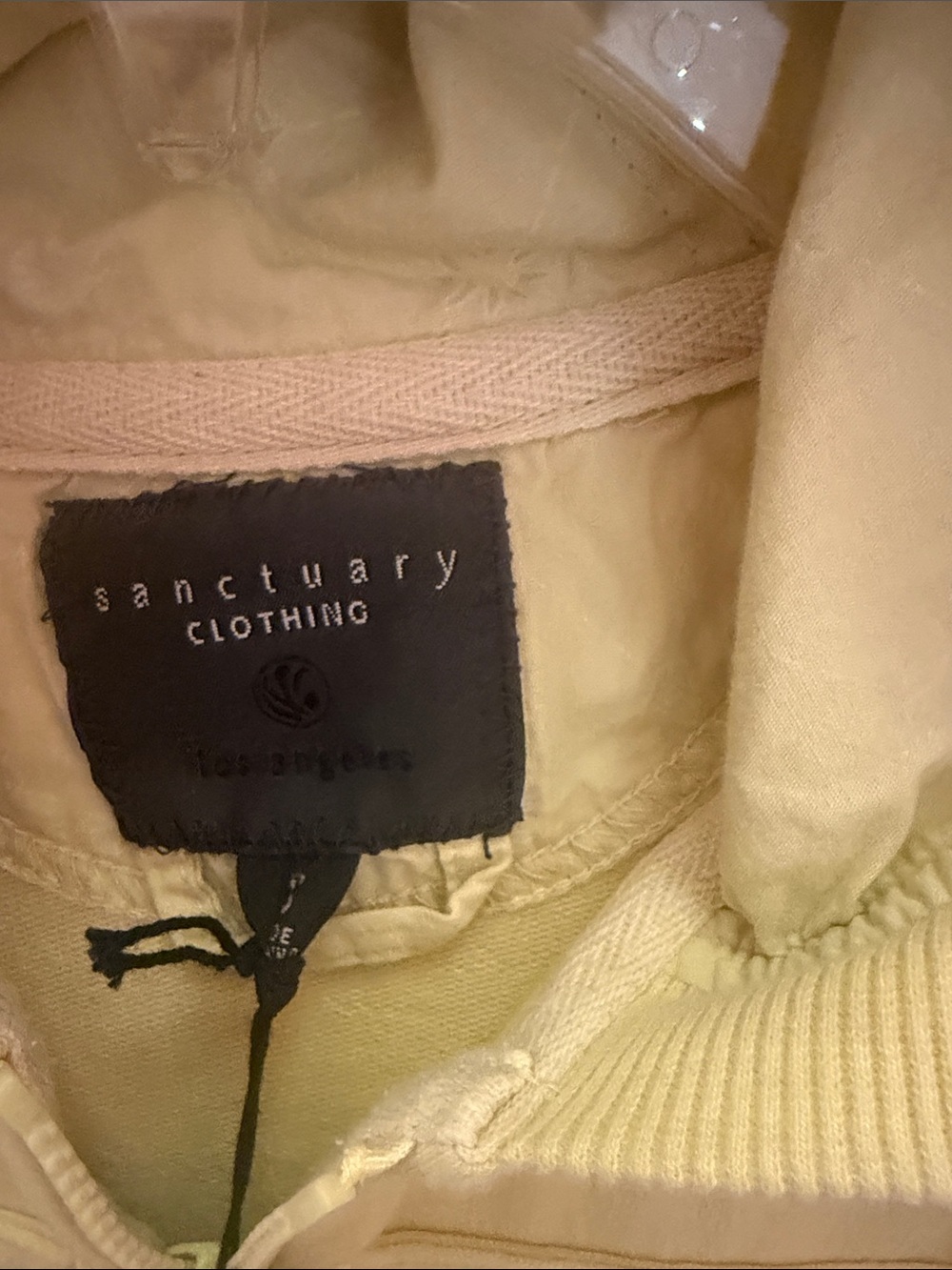 Sanctuary Pale Yellow Hooded Military-Style Zip Sweatshirt - Picture 2 of 9